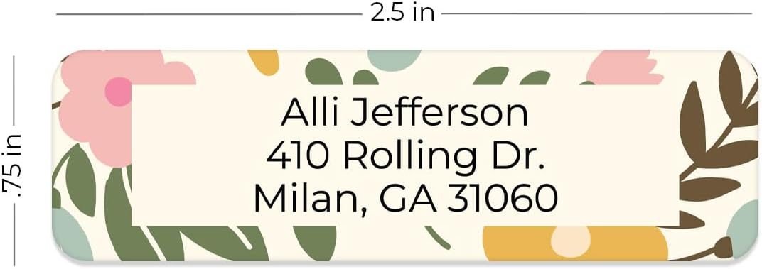 Pastel Floral Rolled Address Labels / 500 Personalized Return Address Labels/Designer Address Stickers in Elegant Plastic Dispenser