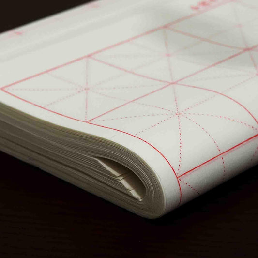 KYMY Chinese Japanese Calligraphy Paper with Grids, Sumi Paper/Rice Paper for Writing Painting Practice Students Beginning, Chinese Brush Ink Xuan Paper 100 Sheets (7.5 cm(2.95")/Grid)