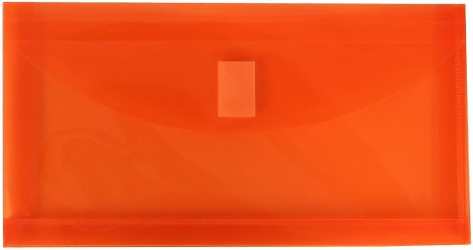 JAM PAPER Plastic Expansion Envelopes with Hook & Loop Closure - #10 Booklet Wallet - 5 1/4 x 10 with 1 Inch Expansion - Assorted Colors - 12/Pack