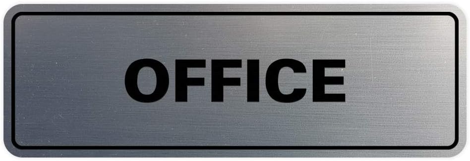 Signs ByLITA Standard Office Sign - Professional Business Signage - Easy to Install (Brushed Silver) - Medium 1 Pack