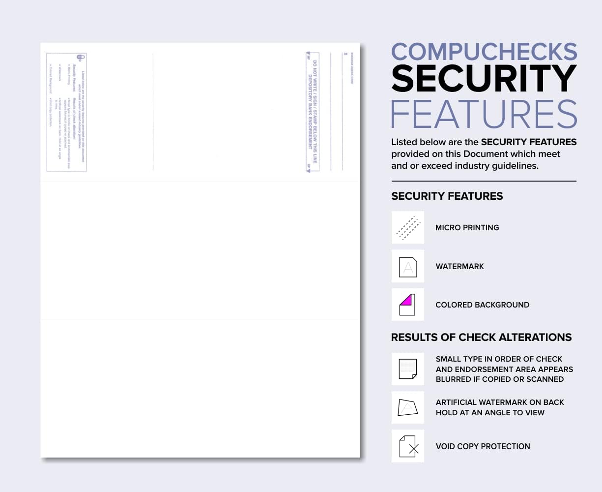 Compuchecks Check on Top Blank Check Paper - 1000 Pack, Quick-Books & Laser Printer Compatible - Security Business Checks with Voucher - 8.5" x 11" Gold Diamond