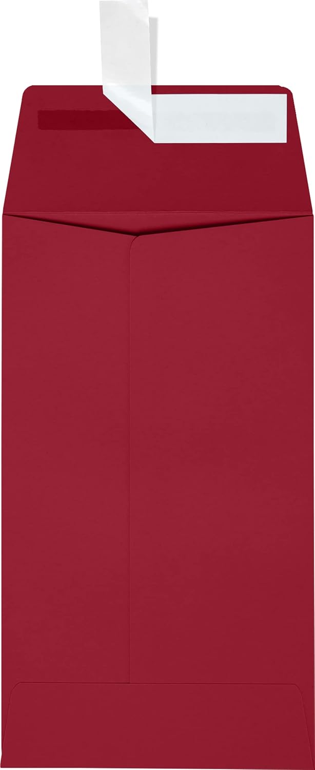 LUXPaper #5 1/2 Coin Envelopes | Peel & Press | 3 1/8" x 5 1/2" | Garnet Red | 80lb. Text | 500 Qty