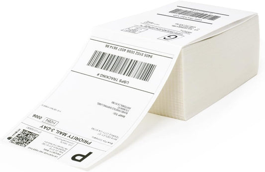 Buhbo 4" x 6" Direct Thermal Labels - Perforated BPA Free - Compatible with Zebra & Rollo Printer - Commercial Grade Shipping (500 Fanfold Labels)