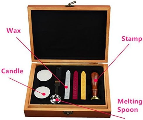 Alphabet M Wax Seal Stamp Wood Box Melting Spoon Candles Invitations Gift Cards Stationary Envelope Custom Logo Picture Wax Seal Sealing Stamp Wax Sticks Gift Kit
