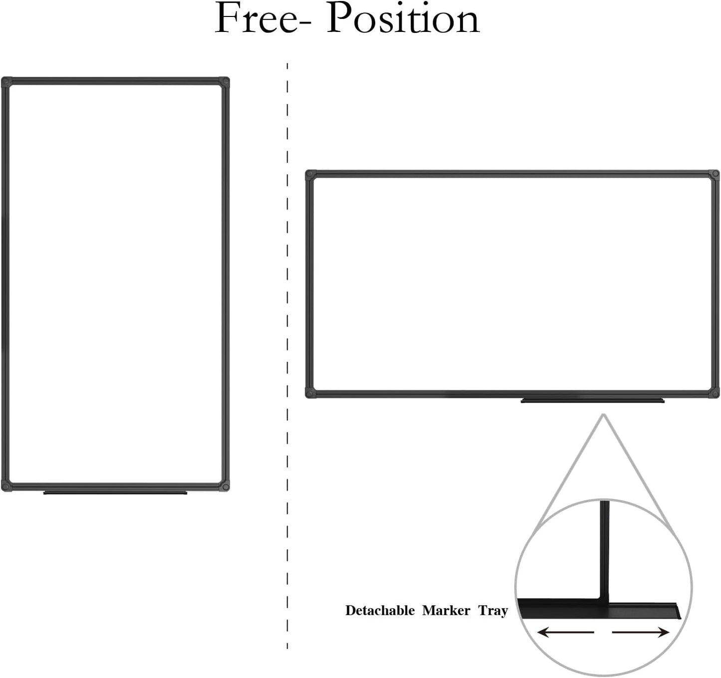 JILoffice Magnetic Whiteboard/White Board, Dry Erase Board 48 x 24 Inch, Black Aluminum Frame Wall Mounted Board for Office Home and School
