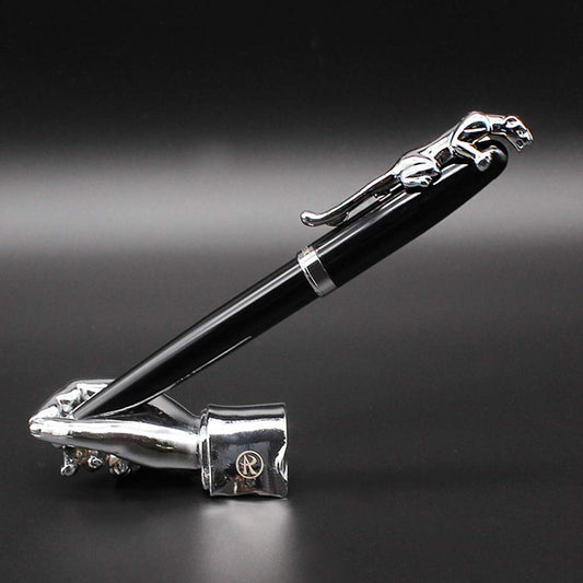 Stylish Fountain Pen : Luxury,Elegant, Germany F Fine Nib, Gift for Men & Women, Professional, Executive, Metal, Gift Box (Black/Silver (Leopard))