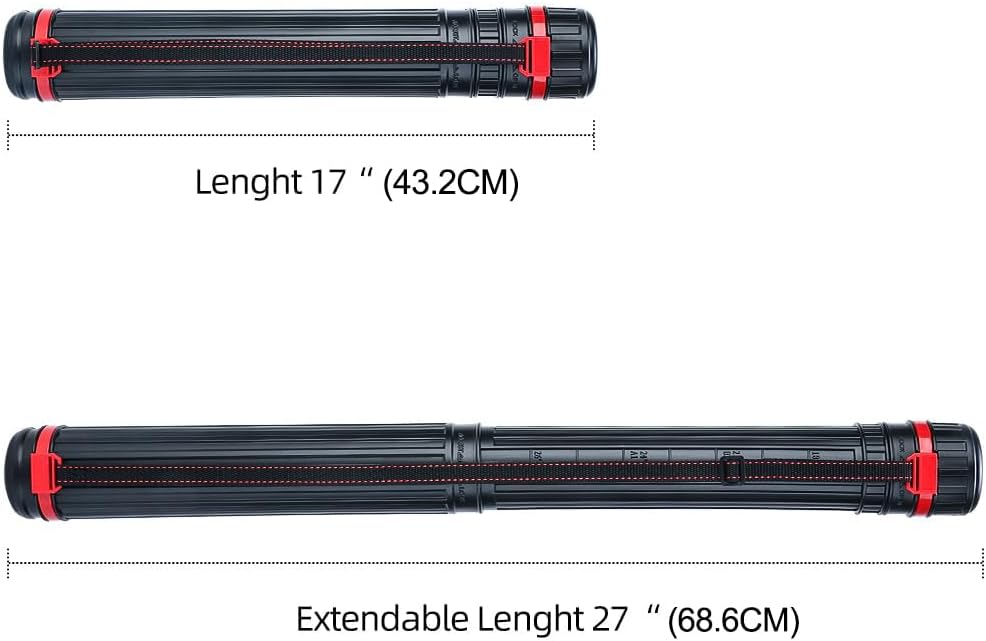 TRANSON Small Poster Tube Storage 17“ to 27” Extendable for Documents Blueprints Artworks Scrolls