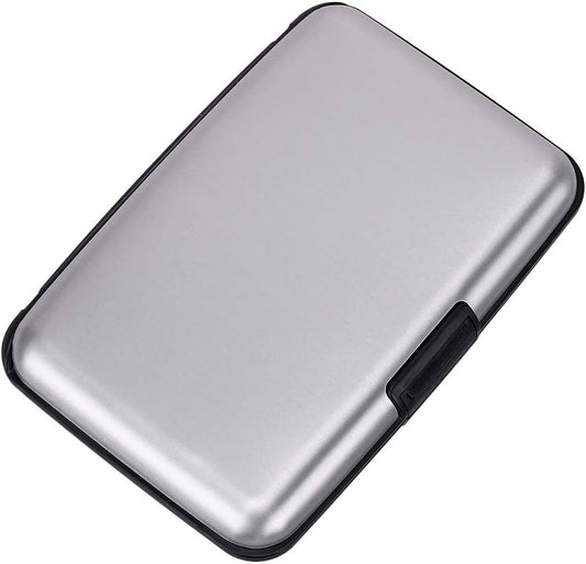 ELFISH Mini RFID Aluminum Wallet Credit Cards Holder Business Card Case Metal ID Case for Men Women (Silver)