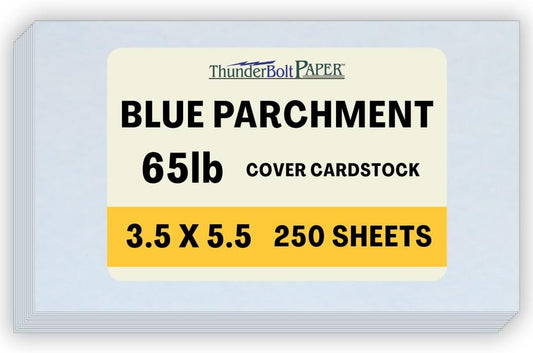 250 Blue Parchment 65lb Cover Weight Paper - 3.5" X 5.5" (3.5X5.5 Inches) USPS Standard Postcard Card Size - Printable Cardstock Colored Sheets Old Parchment Semblance