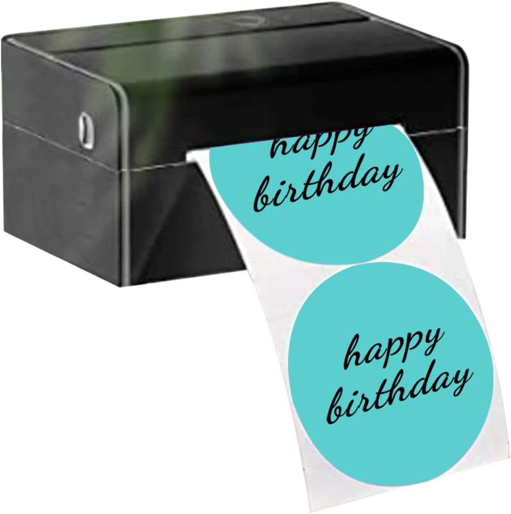 1.5 Inch Blue Round Thermal Sticker Labels - Self-Adhesive Circle Direct Thermal Multi-Purpose Roll for DIY Logo Design With Perforation Line (500 Labels, 1 Roll)