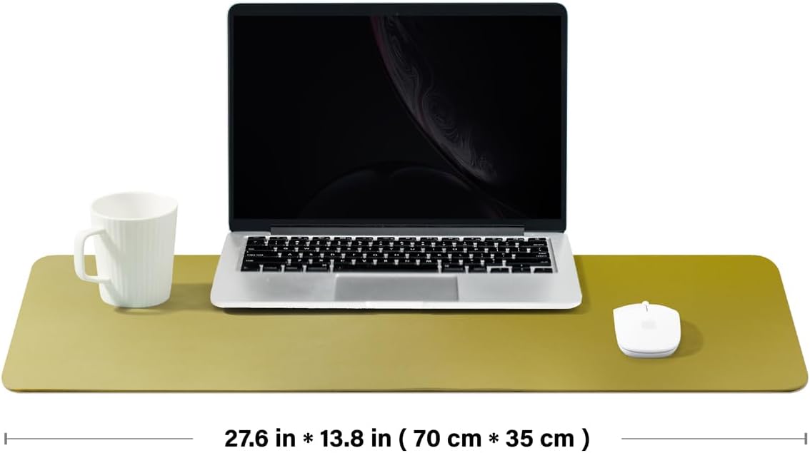Leather Desk Mat - Non-Slip PU Desk Pad for Office and Home - Desk Organization and Accessories - Ideal for Large Mouse Pad and Desk Mats on Top of Desks (Olive Green,27.6"x 13.8")