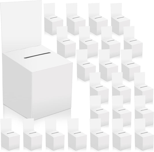 24 Pack Raffle Boxes for Fundraising, Ballot Boxes Suggestion Boxes Raffle Boxes with Slot Cardboard Raffle Ticket Box with Removable Header for Collecting Business Card Voting Contes