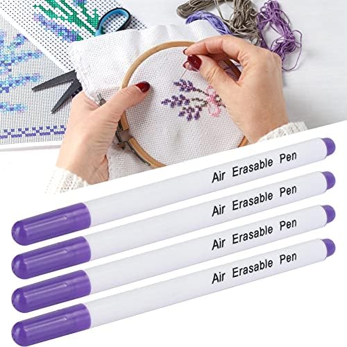 HEEPDD Water Soluble Marking Pens for Sewing, Air Erasable Fabric Markers, Disappearing Ink, Single Head, 10 Pack