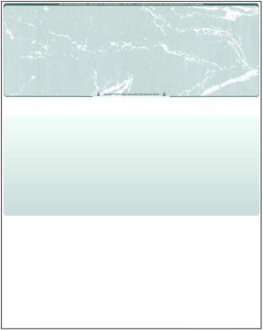 Compuchecks Check on Top Blank Check Paper - 100 Pack, Quick-Books & Laser Printer Compatible - Security Business Checks with Voucher - 8.5" x 11" Green Marble