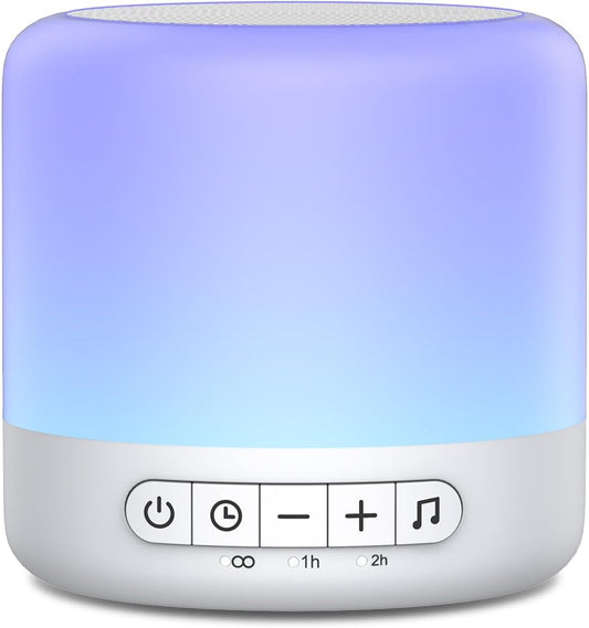 Easysleep White Noise Sound Machine with 30 Soothing Sounds 12 Night Light 32 Volume 3 Timers Portable Sleep Sound Machine for Office Travel Noise Canceling Lullaby & Rain Sound for Baby, Adults