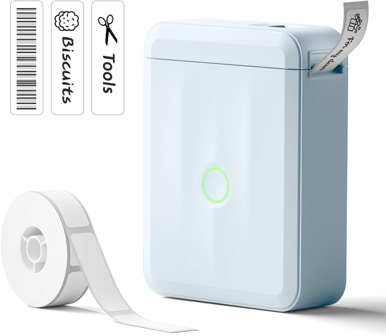 NIIMBOT Label Maker Machine Bluetooth Label Printer for School Home Office Organization,Wireless Mini Labeler D110 Upgraded Version, Label Machine with Label, Light Blue