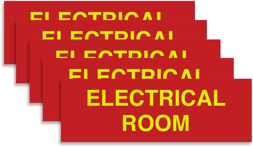All Quality Basic Electrical Room Sign | Durable Construction | Building Safety - Red/Yellow - Large (5 Pack)