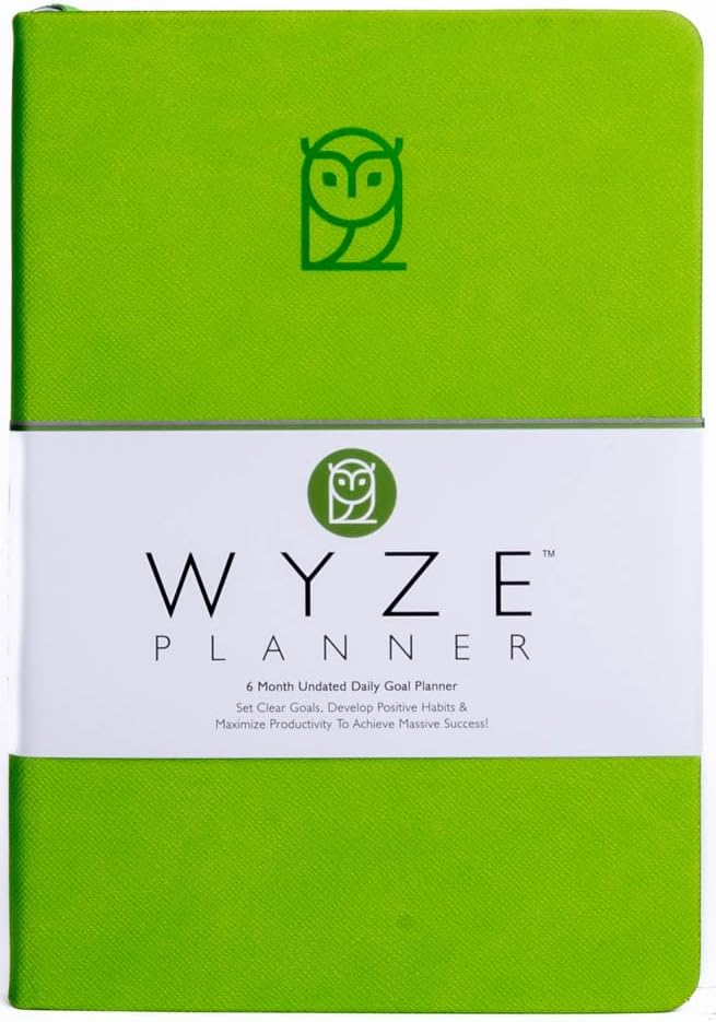 Undated Daily Planner – 6-Month A5 Productivity Organizer with Full Page Per Day, Hourly Schedule, Goal Setting, Habit Tracker, Weekly & Monthly Pages – Hardcover Time Management Notebook (Lime Green)