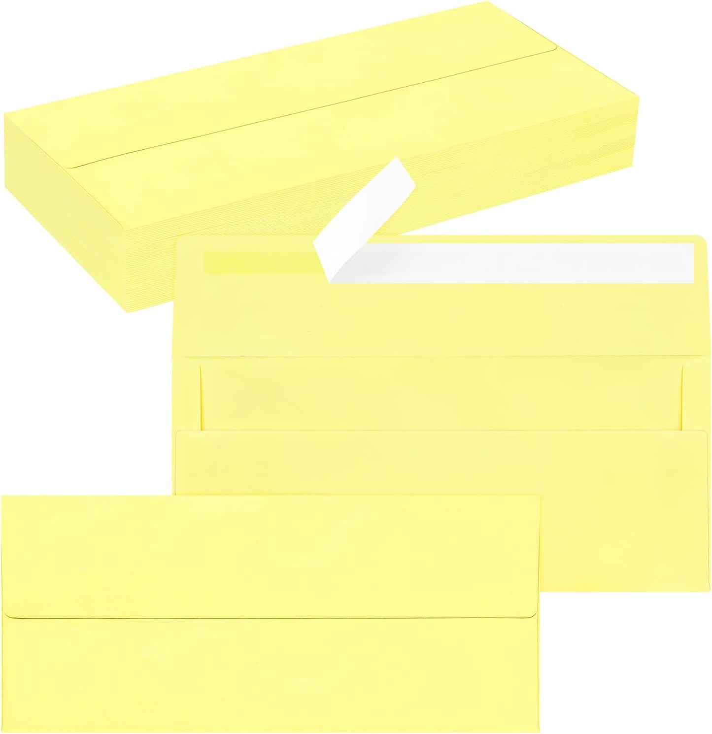 50 Pack #10 Business Envelopes, Self Seal Standard Light Yellow Envelopes for Secure Business & Legal Mailing, Office, Checks, Letter, Invoices, 4 1/8 x 9 1/2 Inches