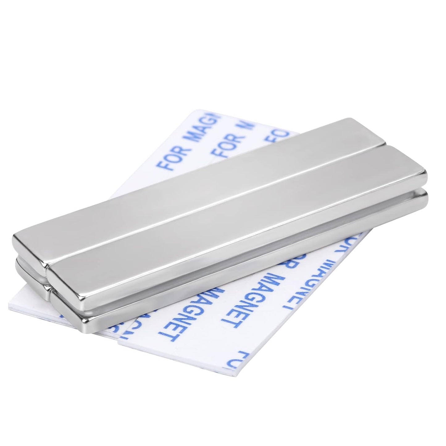 LOVIMAG Strong Neodymium Bar Magnets with Double-Sided Adhesive, Rare Earth Metal Neodymium Magnet for Fridge, Scientific, Shower Door, Office Etc, 60 x 10 x 3 mm, Pack of 4