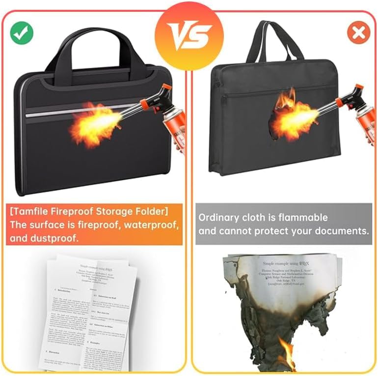 Large Capacity A4 Fireproof File Folder with Handle, Waterproof & Dustproof Accordion Document Organizer with Multiple Pockets for Home, Office & Travel (1 Set)