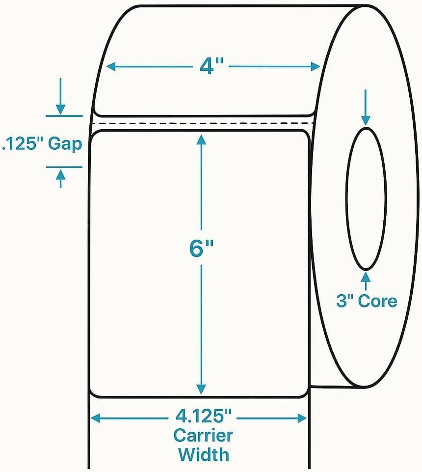 Compulabel 4" x 6" Direct Thermal Labels, White, 3" Core, Perforated, Permanent Adhesive, 3 Rolls, 1000 Labels per roll, 3000 Total