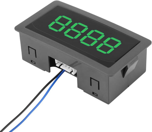 Digit Counter, DC 8-24V 4 Digit LED Digital Display 0-9999 Up/Down Plus/Minus Panel Counter Meter with Cable (Green)