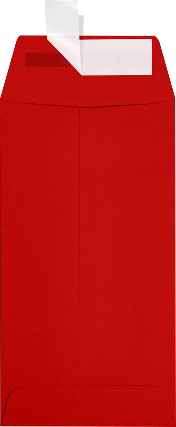 LUXPaper #7 Coin Envelopes | Peel & Press | 3 1/2" x 6 1/2" | Ruby Red | 80lb. Text | 50 Qty