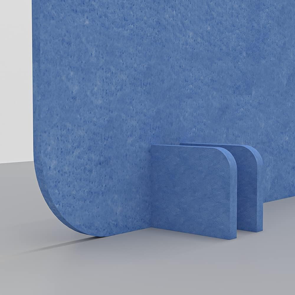 Freestanding Acoustic Desk Divider with Mount | Eco-Friendly Privacy Screen Panel | Noise Reducing Desk Partition | Tackboard Option & Easy to Install | Made from Recycled Plastic | Blue - 18" X 23"