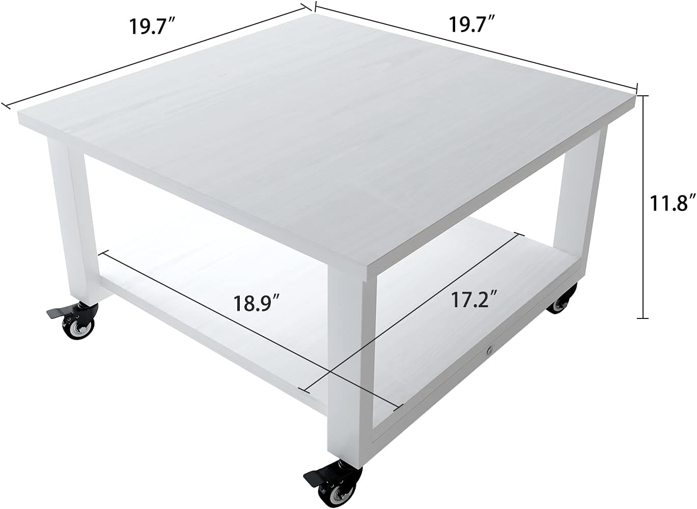 Natwind 2 Tier Laser Printer Stand,19.7''x19.7''x12.6'' Large Printer Table Copier Stand Under Desk,Heavy Duty Rolling Cart with Paper Storage Shelf,Printer Holder on Wheels for Home Office (White)