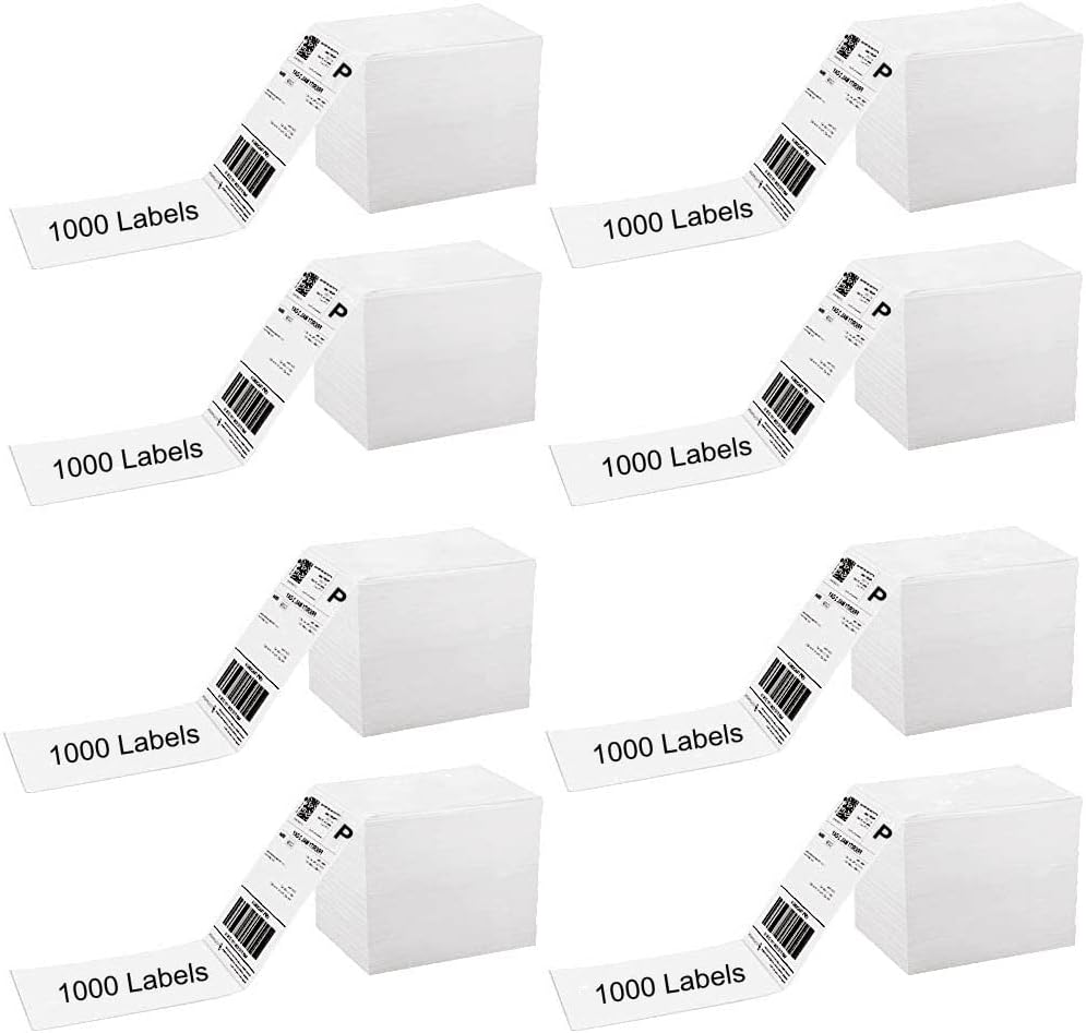 4x6 Thermal Labels, 8000 Shipping Labels with Perforated Line, Commercial Grade Thermal Shipping Label Paper