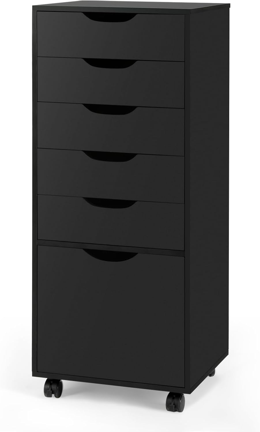 TUSY 5-Drawer Storage Cabinet, File Organizer with Caster Wheels, Chest of Drawers, Mobile File Cabinets, File Cabinets for Home Office, Under Desk Cabinet, Organization and Storage for Office, Black