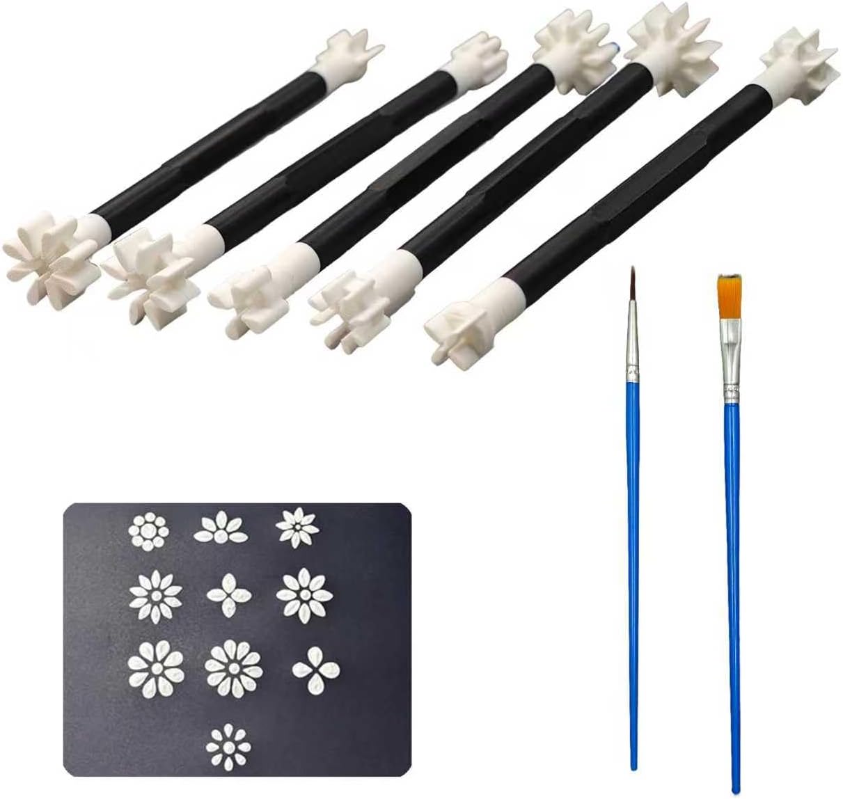 7 Pack Flower Petal Dotting Tools Set, Mandala Dot Art Tools for Rocks Painting, Ceramic & Glass, Includes 20 Different Embossing Tips for DIY Nail Art, Decorating Cakes and Cookies