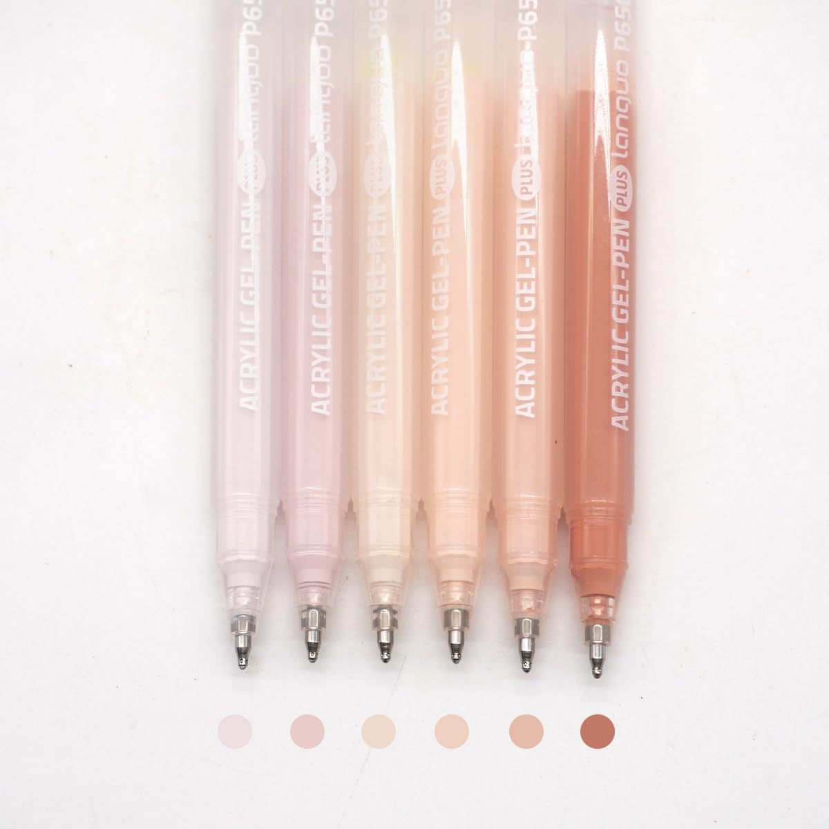 Acrylic Gel Pens for Coloring Books, Quick Dry 6 Pcs 1.0mm Fine Point Gel Marker Pen for Drawing, Journaling Art, School Supplies, Skin Color