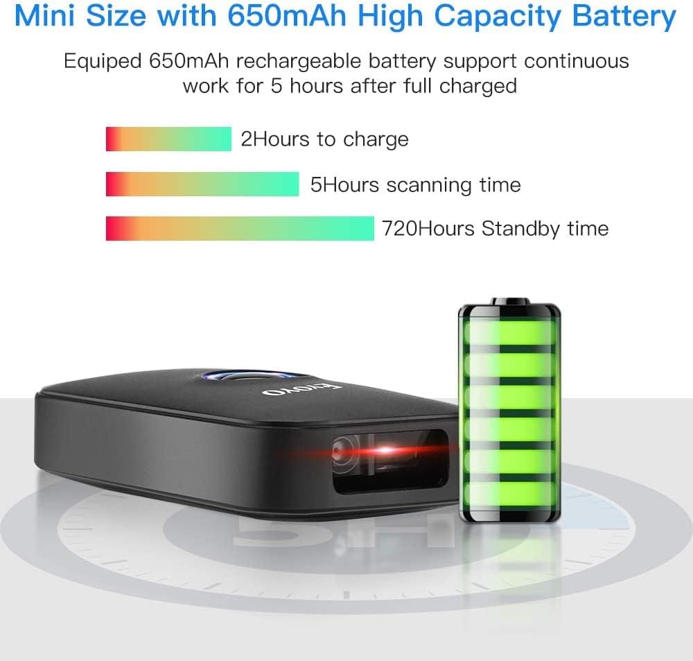 Eyoyo Wireless 1D CCD Barcode Scanner Bluetooth, 2.4G Wireless & Wired 3-in-1 Bar Code Scanner Portable USB 1D ISBN Book Reader, Compatible with Tablet iPhone iPad Android Windows Mac OS