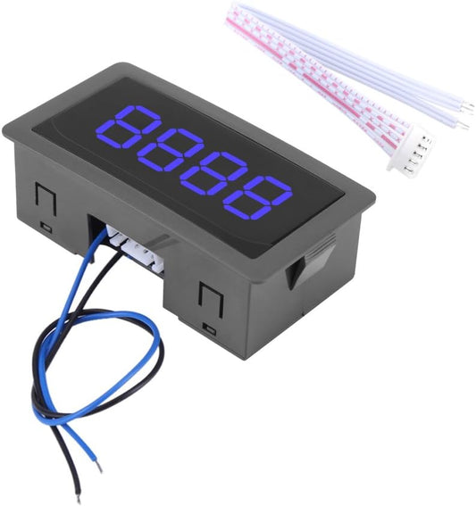 Digit Counter, DC 8-24V 4 Digit LED Digital Display 0-9999 Up/Down Plus/Minus Panel Counter Meter with Cable (Blue)