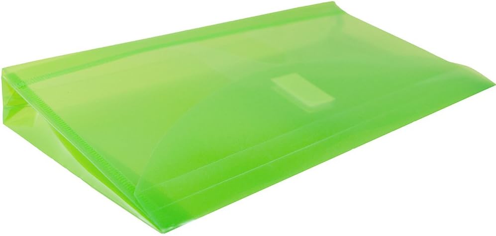 JAM PAPER Plastic Expansion Envelopes with Hook & Loop Closure - #10 Booklet Wallet - 5 1/4 x 10 with 1 Inch Expansion - Lime Green - 12/Pack