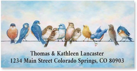 Colorful Images Spring Tweets Birds Return Address Mailing Labels, Personalize with Name & Addresses, Set of 144 Self Adhesive, Easy Peel Flat Label Sheets, 1 ⅛" x 2 ¼", 1 Design