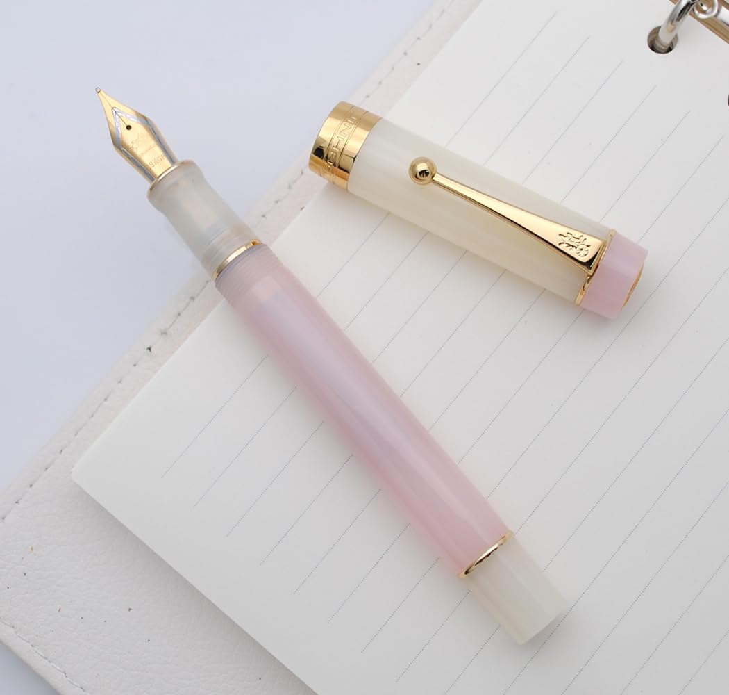 JINHAO 100 Fountain Pen with Ink Converter (Medium Nib 0.7mm, Light Pink)