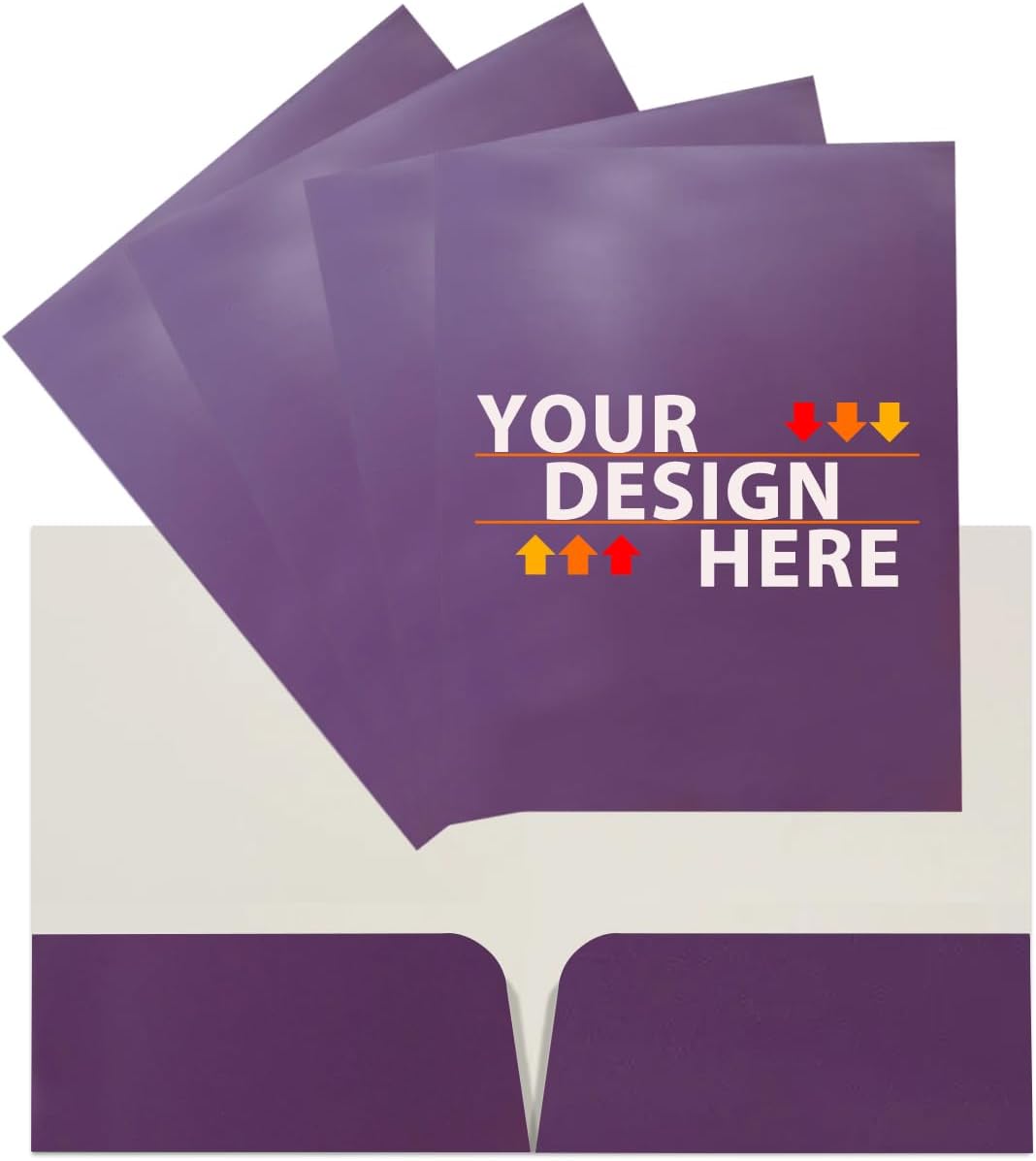 JAM PAPER Custom Printed Semi-Gloss Folders with Round Corner Pockets - Personalized Logo & Text - 10 pt C2S - Purple - 100/Pack