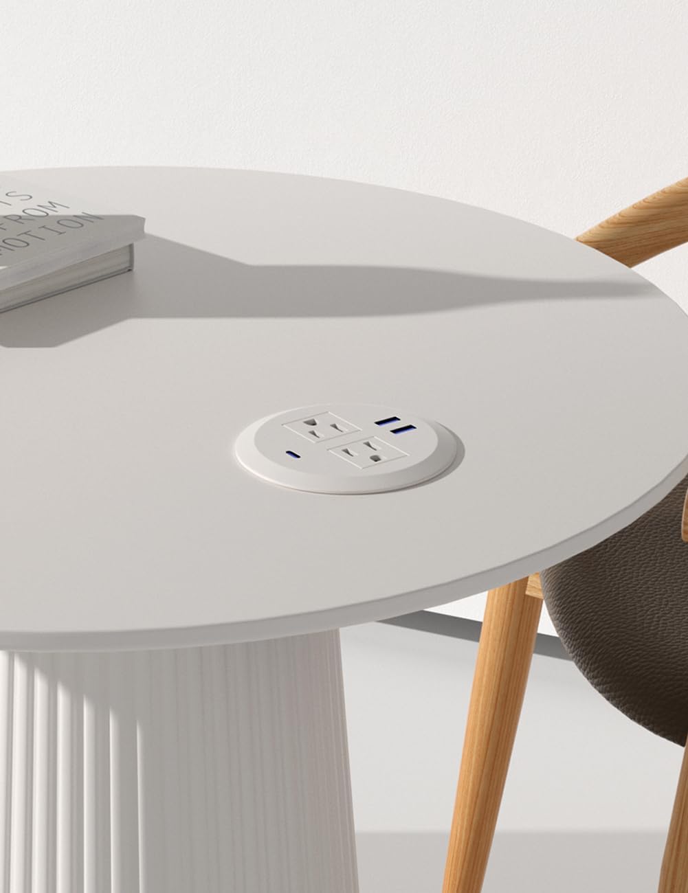 3 Inch Power Grommet,10ft Cord,20W USB C Fast Charging Station,3 USB Ports,Flush Mount.Round Recessed Power Center Desk Hole Grommet Outlet for Workspace,Couch,White