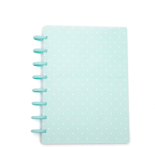 Talia Discbound Notebooks, Planner, Customizable, (Teal Polka Dot w/Sage Green Discs, Junior 18635 (5.5in x 8.5in))