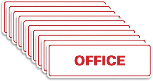 Signs ByLITA Standard Office Sign - Professional Business Signage - Easy to Install (White/Red) - Small 10 Pack