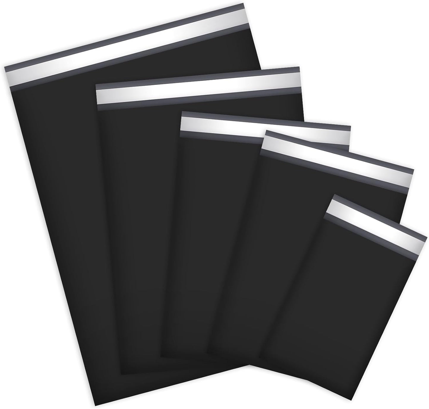 UCGOU 60 Pack Black Poly Mailers Variety Size Pack, 6x9 Inch & 9x12 Inch & 10x13 Inch & 12x15.5 Inch & 14.5x19 Inch, 12 PCS Each Bag, Self-sealing Adhesive Mailers Assorted Sizes for Small Business