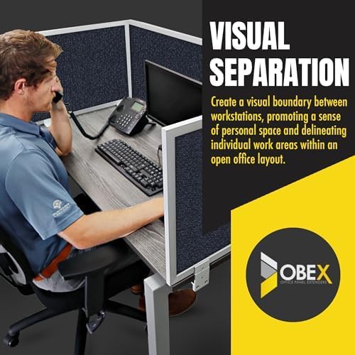 OBEX Acoustic Mounted Screen Privacy Panel Table Top Separator, Sound Blocking Desk Divider (Slate, 24" X 60")