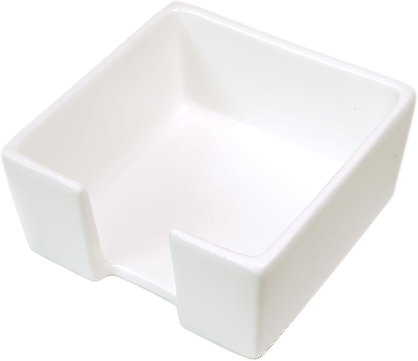 Ceramic Sticky Note Holder, 3 x 3" Sticky Note Dispenser, Notepad Holder for Desk, Office Essentials Organizer (White)