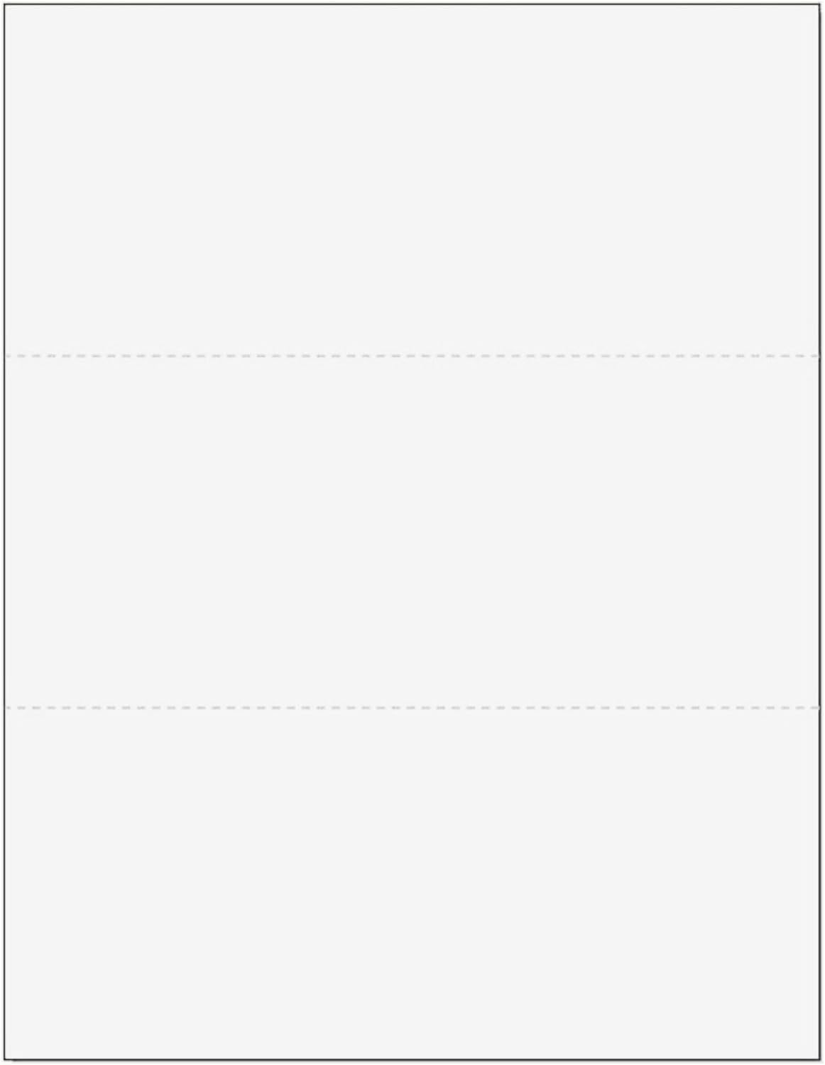 Limited Papers (TM) 8.5x11 Perforated Paper, 20/50 Pound, 75 GSM, Variety of Perforation Sizes and Colors, for Forms, Tickets, Postcards. (White, 3 up - horizontal 3 2/3" and 7 1/3" from bottom)