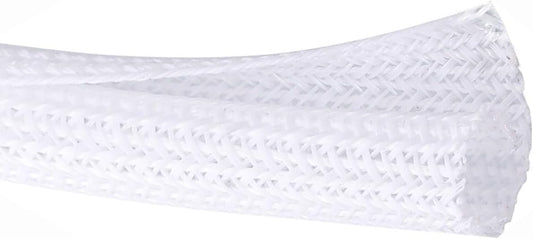 50ft 1 Inch White Cable Sleeve – Split Wire Loom Tubing Cord Protector – Flame Retardant Polyester Cable Management Wrap for Desk, TV, PC – Pet Chew Resistant & Easy to Cut