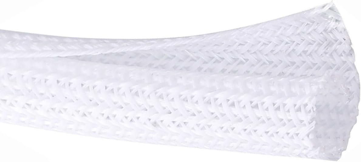 3/4"-50ft Extra-Long Braided Cable Sleeve Protector - Self-Wrapping Pet-Proof Wire Loom for Home Theater, Office, Car Engine, Chew-Resistant Cord Cover, White