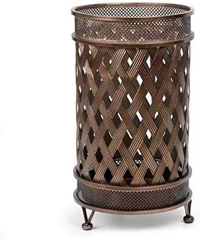 Dualplex Super Quality Umbrella Stand, Umbrella Holder, Antique Look Metal Entry Hallway Décor, Round Style w/Removable Drip Tray. Home Office Decoration Rack Holds Umbrellas Canes Walking Sticks